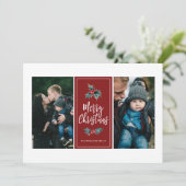 3 Foto Stilvoll gestrichen | Weihnachtsrot Feiertagskarte (Stehend Vorderseite)