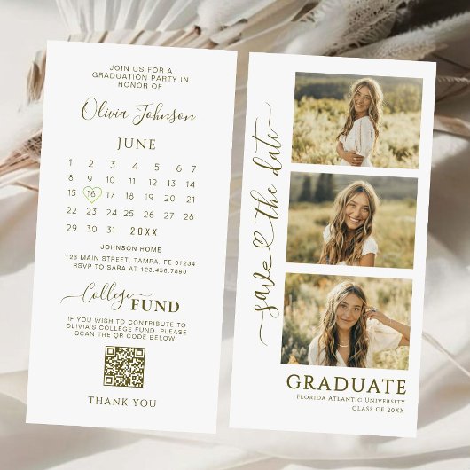 3 Foto Strip Abschluss Save the Date | QR-Code