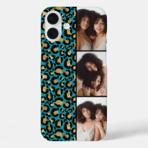 3 Foto Teal und Gold Leopardendruck