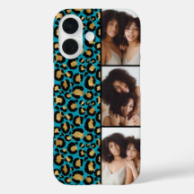 3 Foto Türkis und Gold Leopardenprint