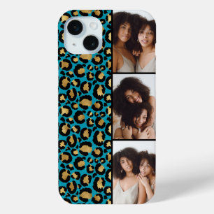 3 Foto Türkis und Gold Leopardenprint Case-Mate iPhone Hülle