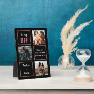 3 Foto Tusty Pink BESTE FREUNDIN Tabletop Plaque m Fotoplatte