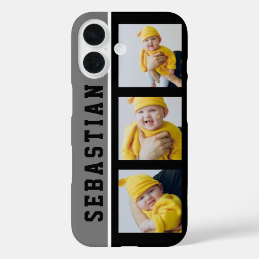 3 Foto und Name Einzigartig Personalisiert gemacht Case-Mate iPhone Hülle (Rückseite)