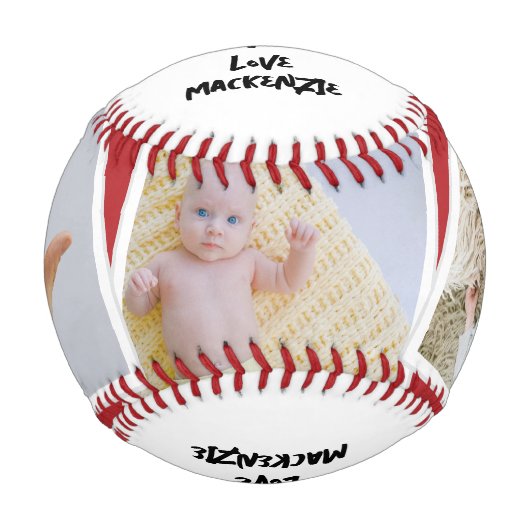 3 Foto und Personalisierter Text Baseball (Vorderseite)