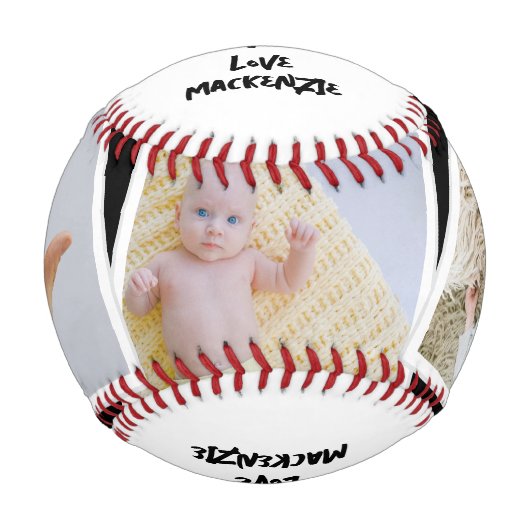 3 Foto und Personalisierter Text Baseball (Vorderseite)
