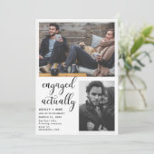 3 Foto Verlobte tatsächliche Engagement Partei ein Einladung (Stehend Vorderseite)