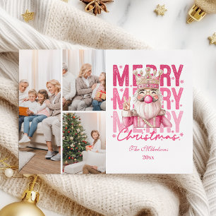 3 Foto Vintage Rosa Nussknacker Weihnachten