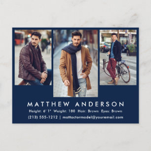 3 Foto von Model Actor Foto von Comp Card Postcard Postkarte