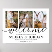 3 Foto Wedding Welcome Elegante Black Calligraphy Poster (Vorne)