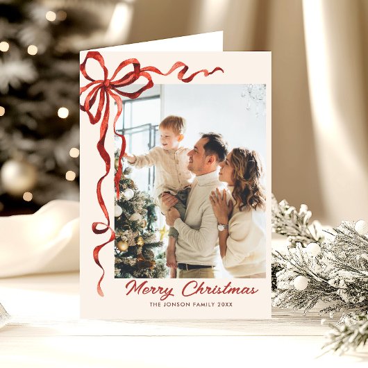 3 Foto Weihnachten Boho Red Bow Ribbon