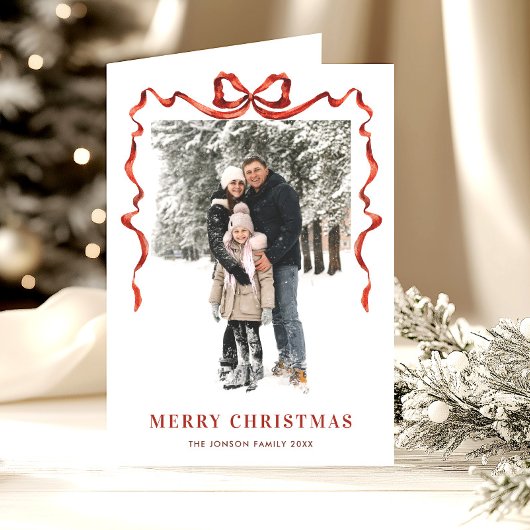 3 Foto Weihnachten Boho Red Bow Ribbon