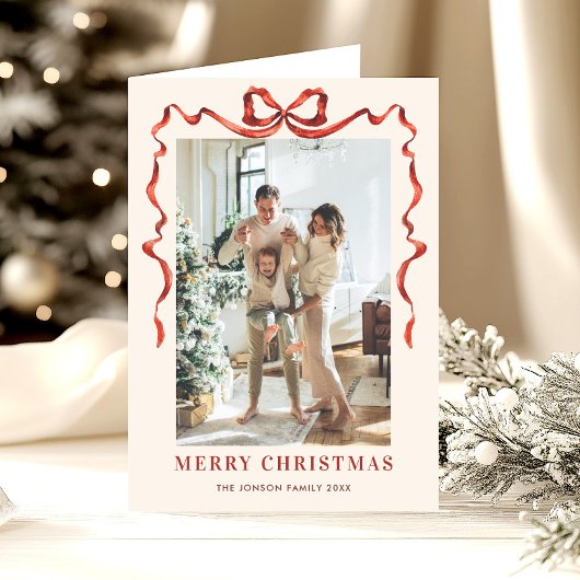 3 Foto Weihnachten Boho Red Bow Ribbon