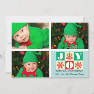 3 Foto Weihnachten Joy Snowflakes Fotokarte