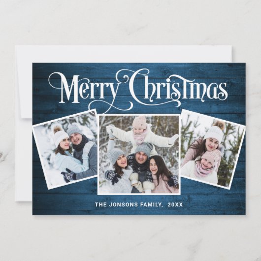 3 FOTO Weihnachten Rustikal Blauer Wald Gruß (Vorderseite)