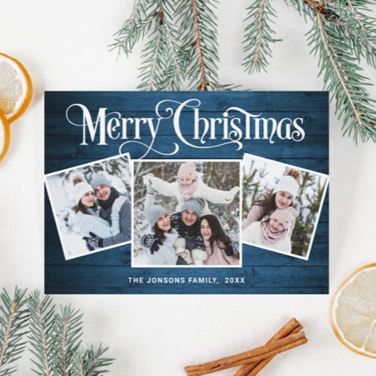 3 FOTO Weihnachten Rustikal Blauer Wald Gruß