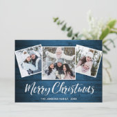 3 FOTO Weihnachten Rustikal Blauer Wald Gruß (Stehend Vorderseite)