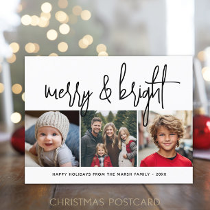 3 Foto-Weihnachtscollage - Fröhlich & Hell - Feiertagspostkarte
