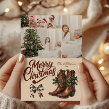 3 Foto Western Bow & Boots Weihnachten