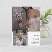 3 Foto Wir haben ja nur White Overlay Empfang gesa Einladung (Stehend Vorderseite)