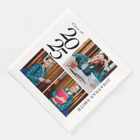 3 FotoCollage 2025 Custom Graduation Party Serviette (Ecke)