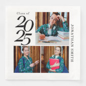 3 FotoCollage 2025 Custom Graduation Party Serviette (Vorderseite)