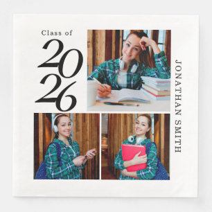 3 FotoCollage 2025 Custom Graduation Party Serviette