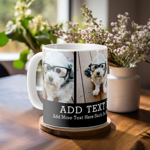 3 FotoCollage 2 Zeilen Text — CAN Schwarz bearbeit Kaffeetasse