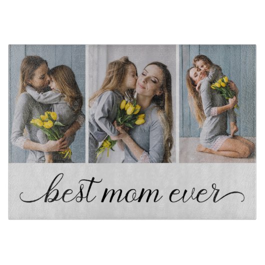 3 FotoCollage Beste Mama je Schneidebrett (Vorderseite)