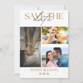 3 Fotocollage Hochzeit speichern Datum Einladung (Vorderseite)