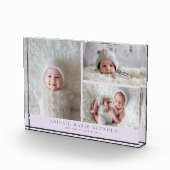 3 FotoCollage Lila neues Baby Keepake Fotoblock (Rechts)