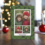 3 FotoCollage - MCM Bogenmuster Weihnachten Grün<br><div class="desc">Verwenden Sie 3 Bilder und machen Sie einen einzigartigen und trendigen Holiday Gruß mit einem modernen Halbkreismuster aus der Mitte des Jahrhunderts auf der Rückseite. Wenn Sie etwas bewegen möchten,  klicken Sie auf die Schaltfläche Anpassen,  um Änderungen vorzunehmen.</div>