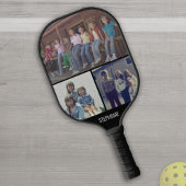 3 FotoCollage mit Name - Schwarz-weiß Pickleball Schläger