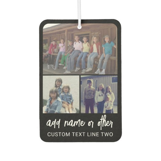 3 FotoCollage mit Skripttext - Schwarz-weiß Autolufterfrischer (Vorderseite)