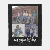 3 FotoCollage mit Skripttext - Schwarz-weiß Fleecedecke (Vorderseite)