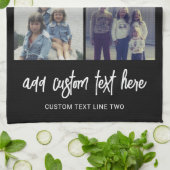 3 FotoCollage mit Skripttext - Schwarz-weiß Geschirrtuch (Gefaltet)