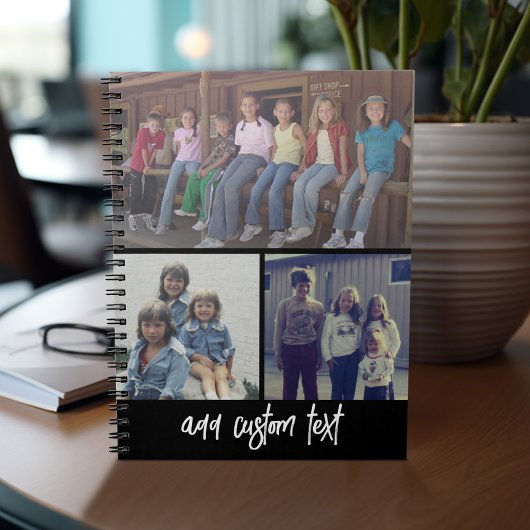 3 FotoCollage mit Skripttext - Schwarz-weiß Notizblock