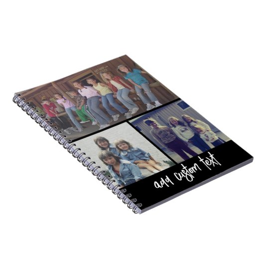 3 FotoCollage mit Skripttext - Schwarz-weiß Notizblock (Rechte Seite)