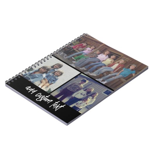 3 FotoCollage mit Skripttext - Schwarz-weiß Notizblock (Linke Seite)