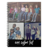 3 FotoCollage mit Skripttext - Schwarz-weiß Notizblock (Vorderseite)