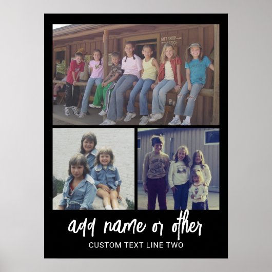 3 FotoCollage mit Skripttext - Schwarz-weiß Poster (Vorne)