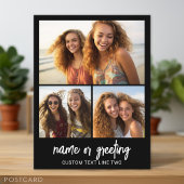 3 FotoCollage mit Skripttext - Schwarz-weiß Postkarte