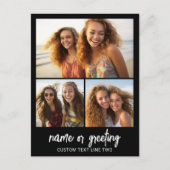 3 FotoCollage mit Skripttext - Schwarz-weiß Postkarte (Vorderseite)