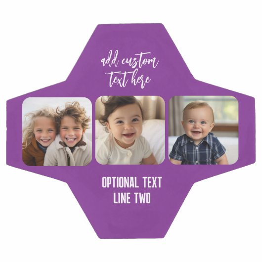 3 FotoCollage mit trendigem Bounce-Skript - lila Fußball (Flach)