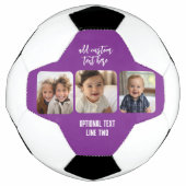 3 FotoCollage mit trendigem Bounce-Skript - lila Fußball (Vorderseite)