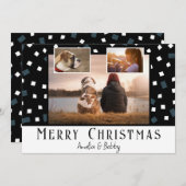 3 FotoCollage Moderne Schwarz-weiße Weihnachten (Vorne/Hinten)