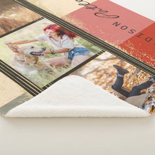 3 FotoCollage Rustikaler Abstrakter Personalisiert Sherpadecke (3/4)