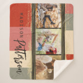 3 FotoCollage Rustikaler Abstrakter Personalisiert Sherpadecke (Vorderseite)