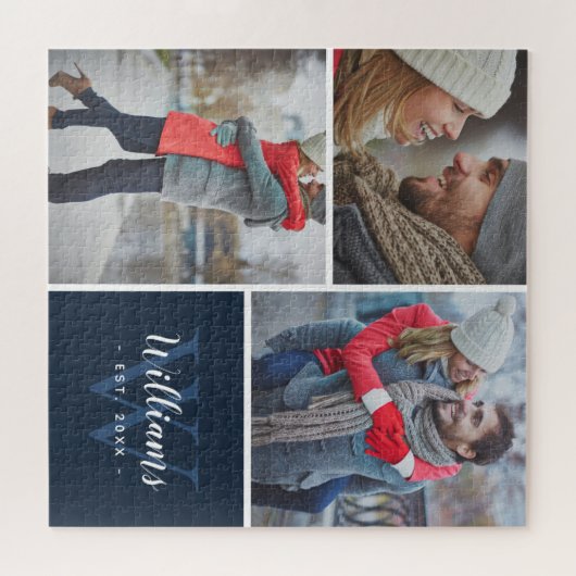 3 FotoCollage und benutzerdefinierte Monogramme | Puzzle (Horizontal)