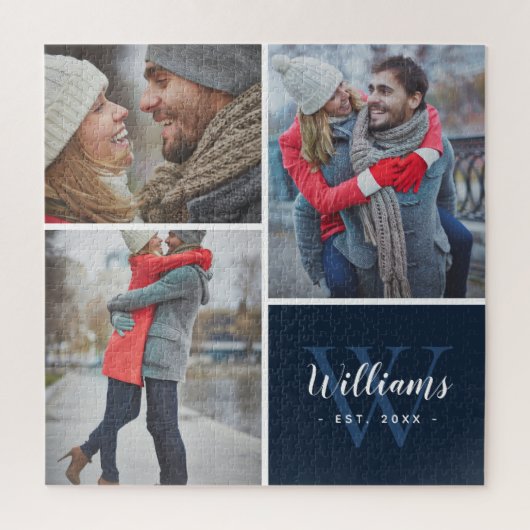 3 FotoCollage und benutzerdefinierte Monogramme | Puzzle (Vertikal)