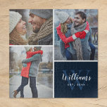 3 FotoCollage und benutzerdefinierte Monogramme |  Puzzle<br><div class="desc">Erstellen Sie ein besonderes personalisiertes Geschenk mit Fotos Ihrer Hochzeit, Reisen, Enkel, Haustiere oder anderen Erinnerungen, die auf ein Puzzle gedruckt sind. Dieses Design verfügt über eine Foto-Collage Vorlage mit 3 Bildern und Ihrem Monogramm-Namen, dem ursprünglichen und etablierten Datum. Verwenden Sie die Entwurfswerkzeuge, um den Text zu bearbeiten, Hintergrundfarben auszuwählen...</div>